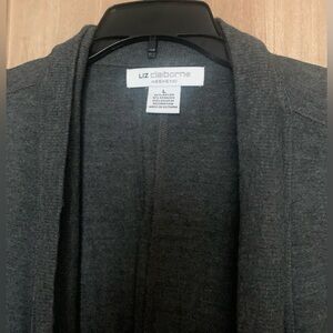 Liz Claiborne Women's Open Cardigan Size Women XL Charcoal Heather Grey